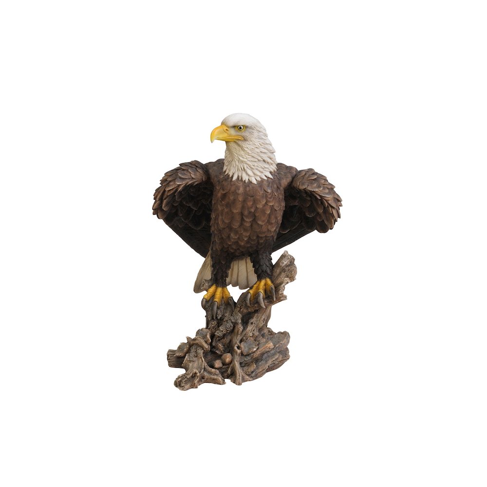 Bald Eagle On Stump W/Wings Out Statue