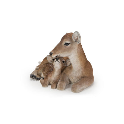 Cuddling Mother And Baby Deer Garden Statue