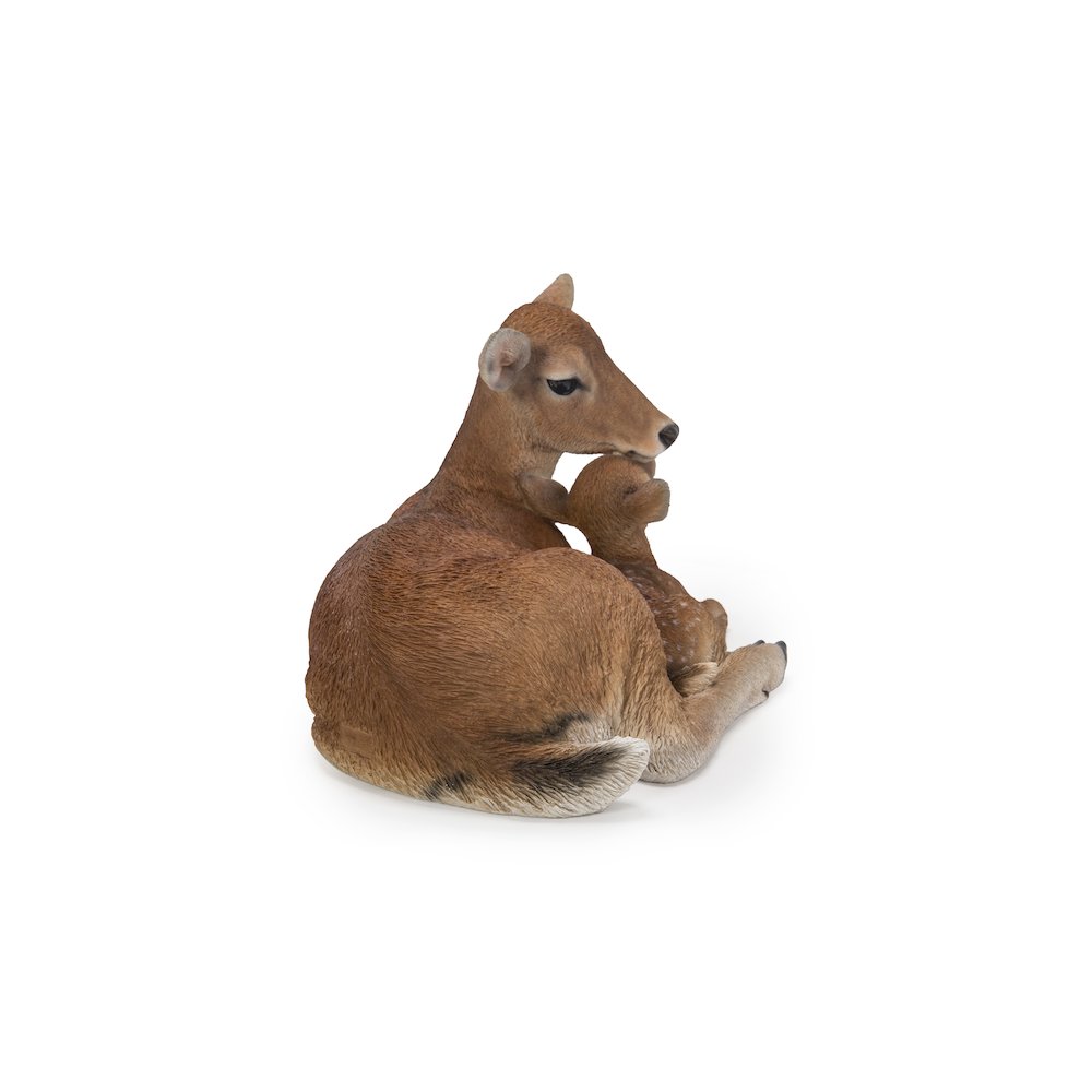 Cuddling Mother And Baby Deer Garden Statue