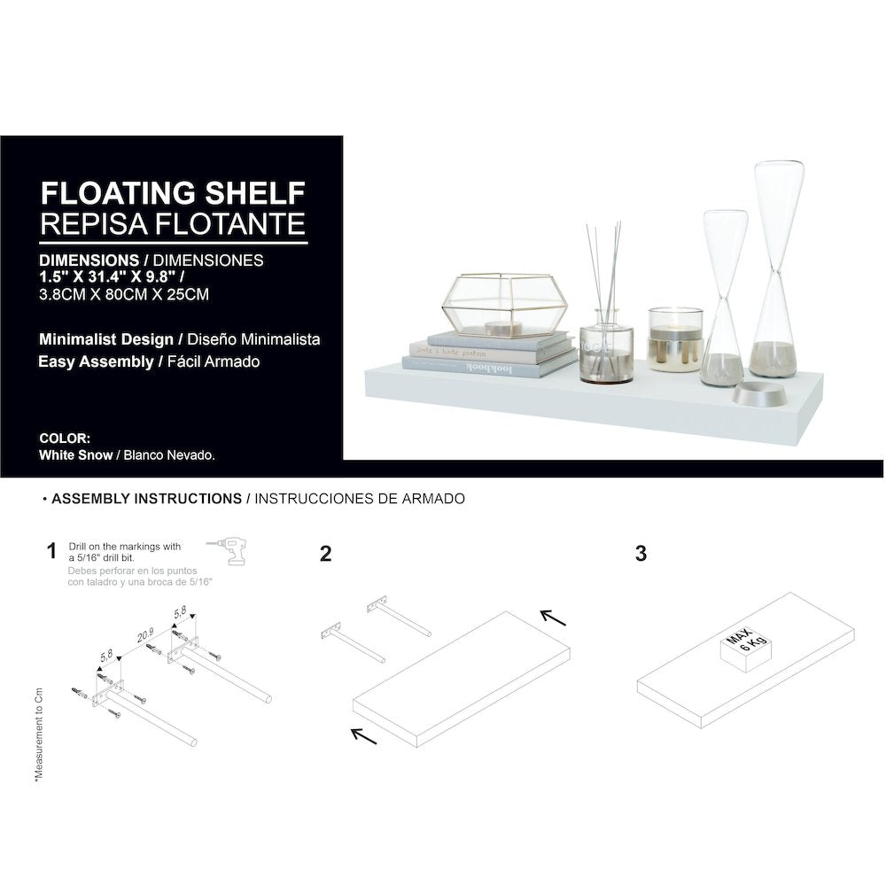 Adele Floating Nightstand White MDF