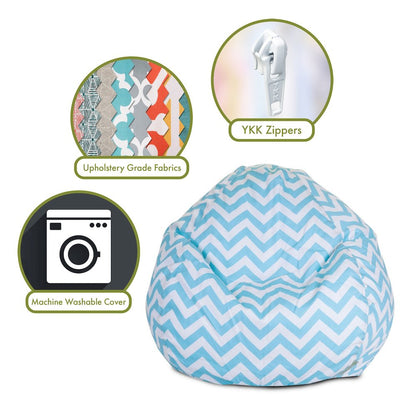 Majestic Home Goods Large Bean Bag Chevron Blue