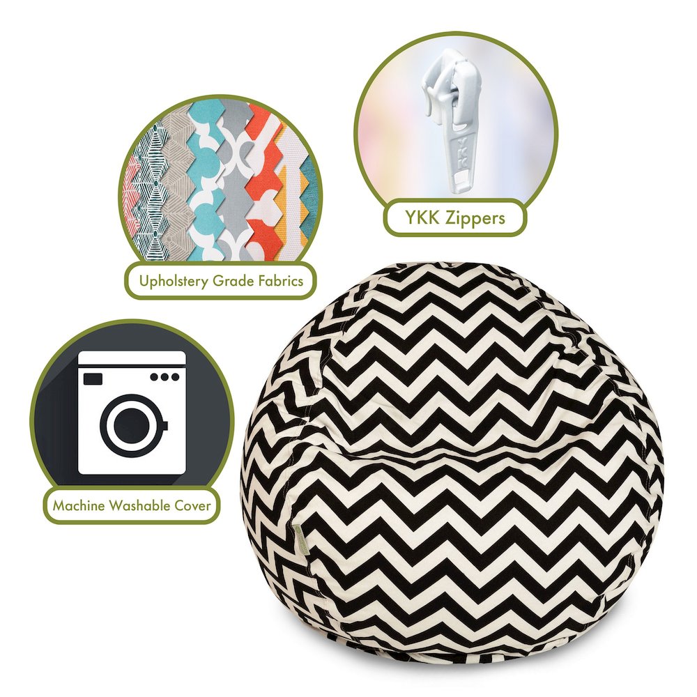 Majestic Home Goods Large Bean Bag Chevron Black