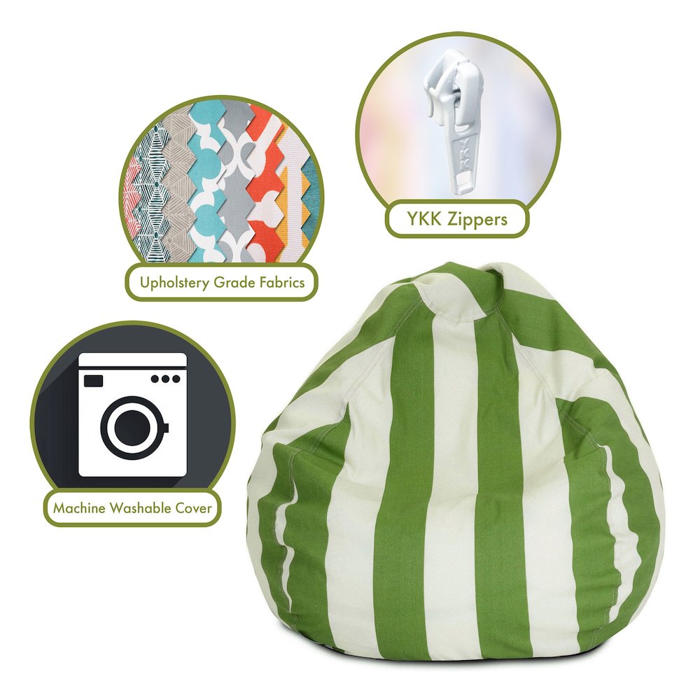 Majestic Home Goods Large Bean Bag Vertical Stripe Sage