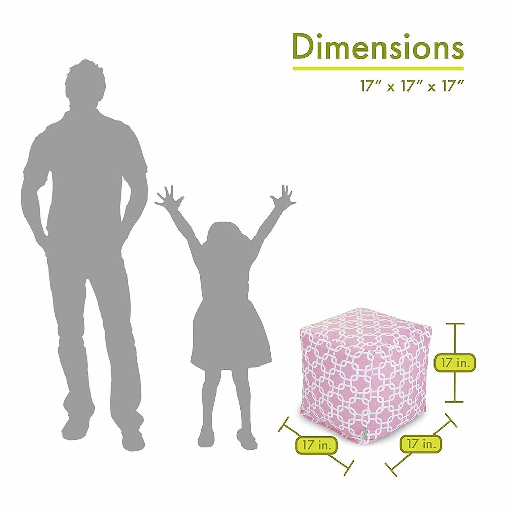 Majestic Home Goods Cube Pouf Links Soft Pink