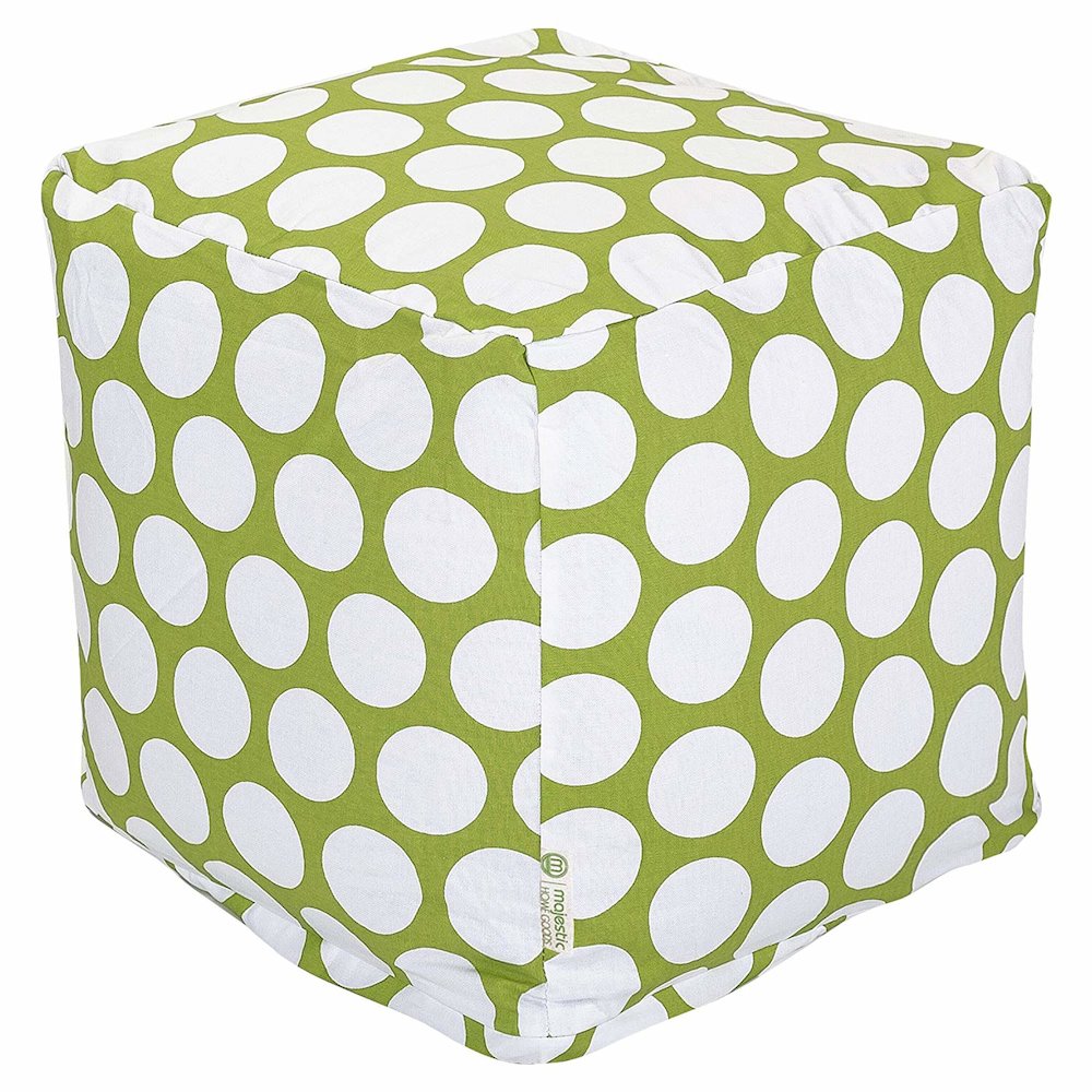 Majestic Home Goods Cube Pouf Polka Dot (Large) Hot Green