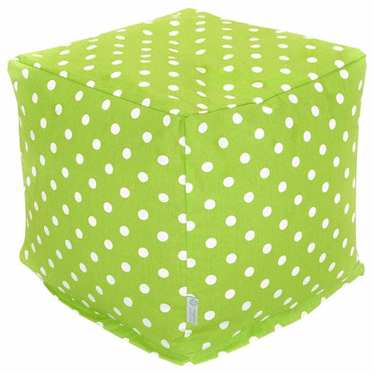 Majestic Home Goods Cube Pouf Polka Dot (Small) Lime