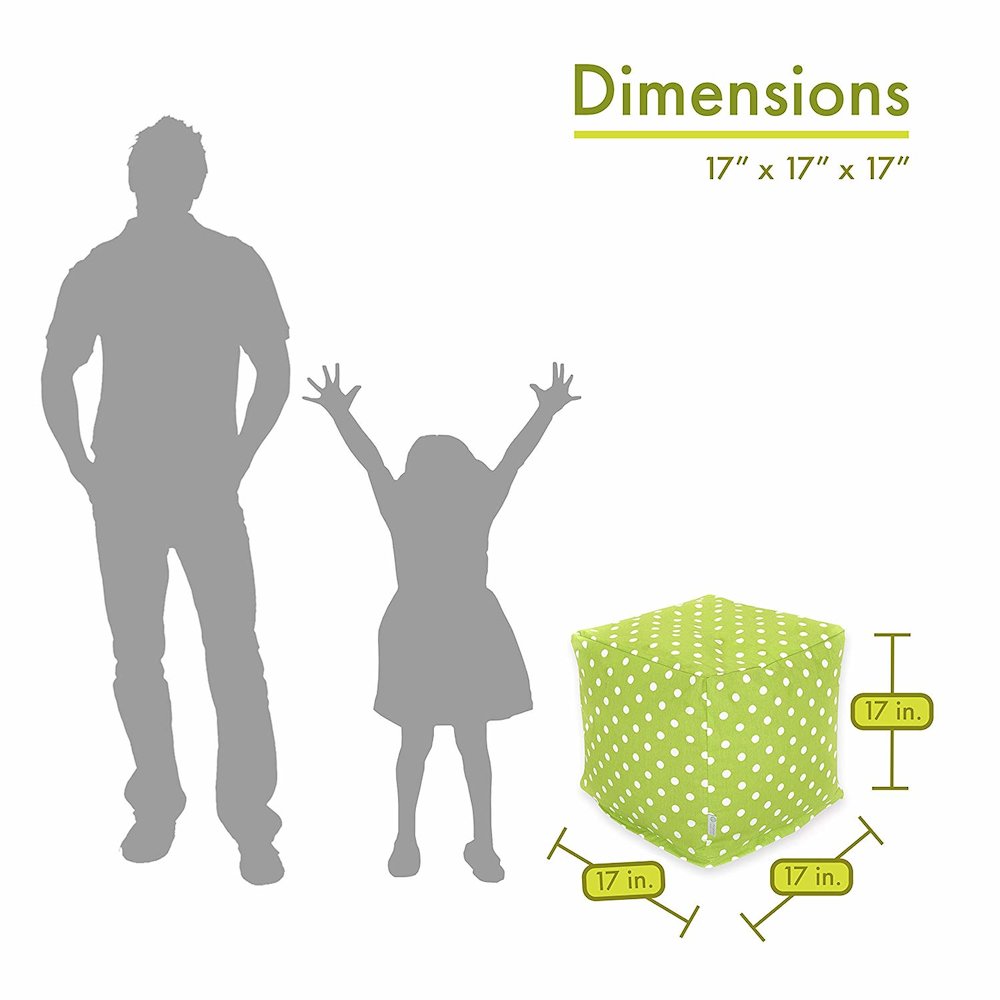 Majestic Home Goods Cube Pouf Polka Dot (Small) Lime