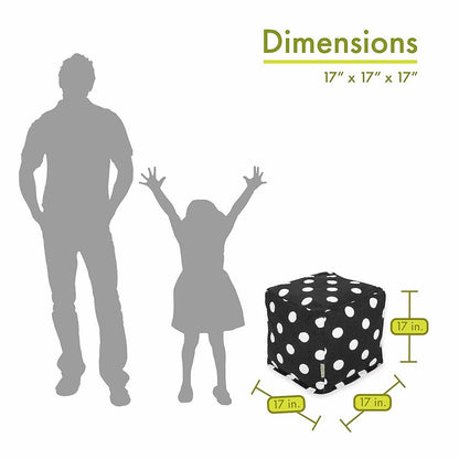 Majestic Home Goods Cube Pouf Polka Dot (Large) Black