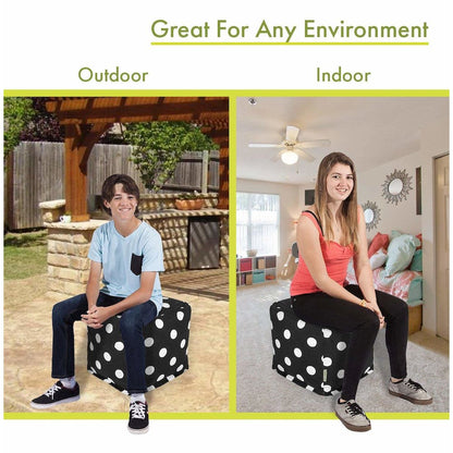 Majestic Home Goods Cube Pouf Polka Dot (Large) Black
