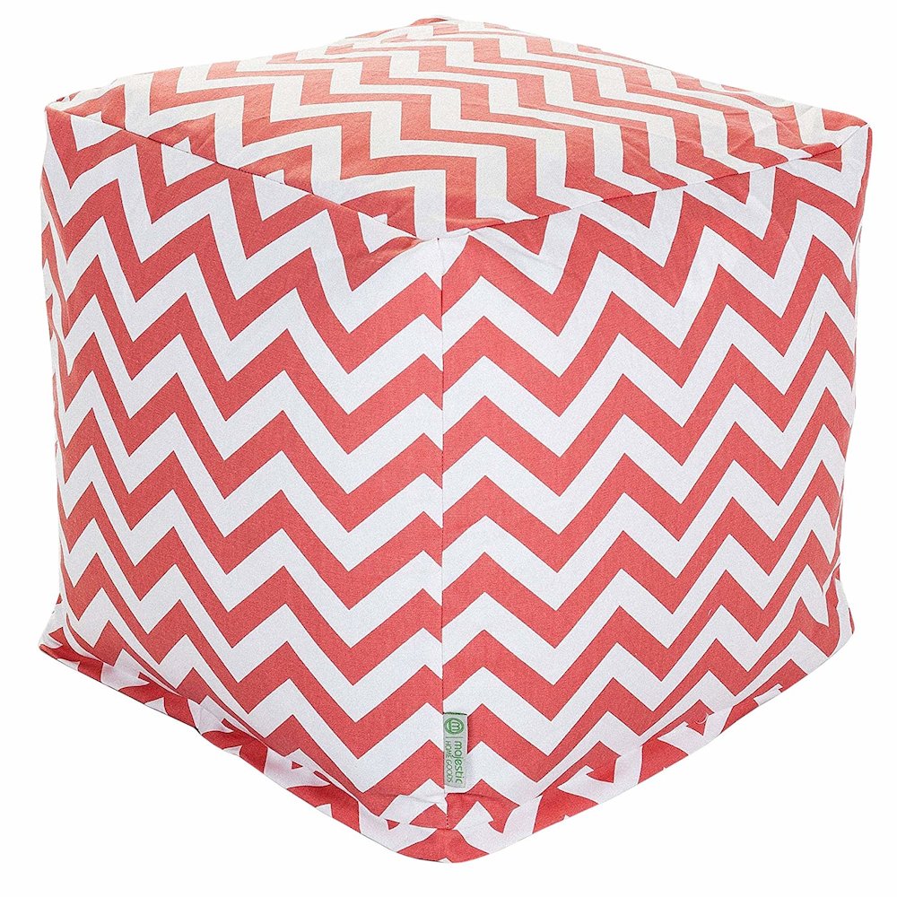 Majestic Home Goods Cube Pouf Chevron Coral