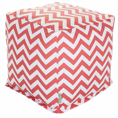 Majestic Home Goods Cube Pouf Chevron Coral