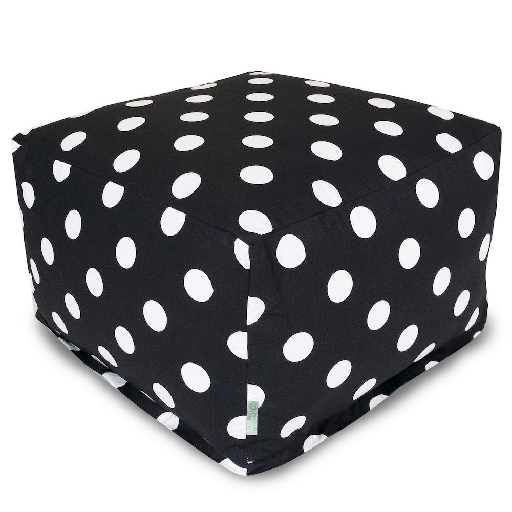 Majestic Home Goods Ottoman Pouf Polka Dot (Large) Black