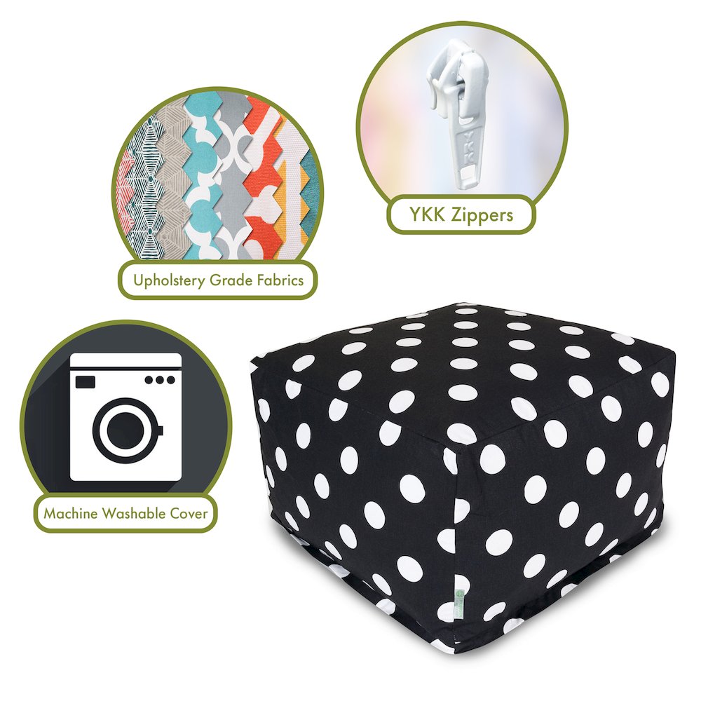 Majestic Home Goods Ottoman Pouf Polka Dot (Large) Black