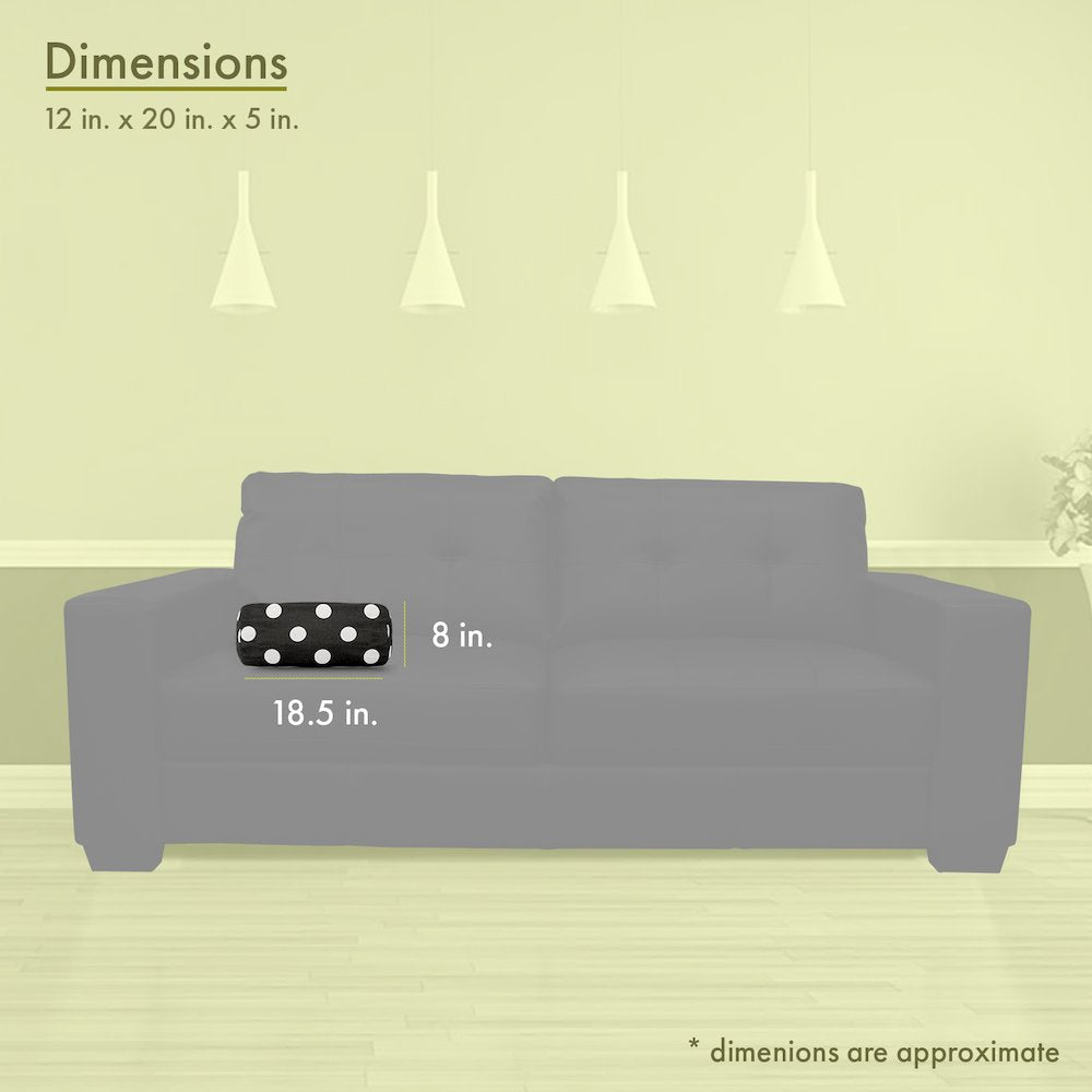 Majestic Home Goods Bolster Pillow Polka Dot (Large) Black