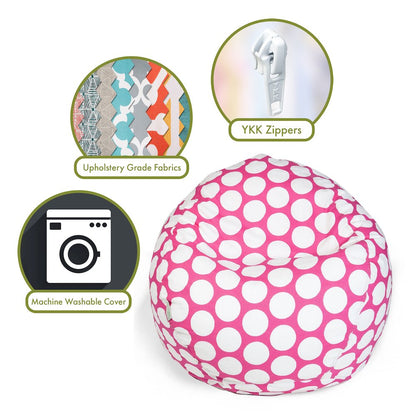 Majestic Home Goods Small Bean Bag Polka Dot (Large) Hot Pink