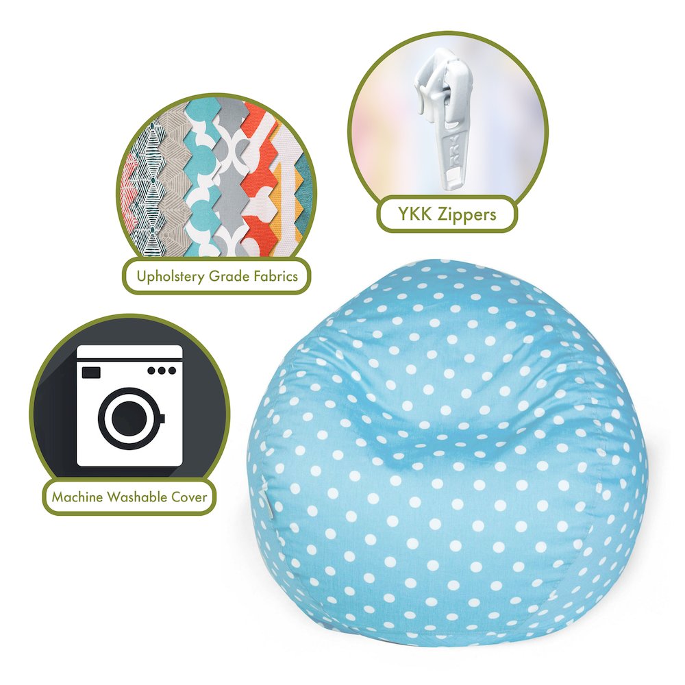 Majestic Home Goods Small Bean Bag Polka Dot (Small) Aquamarine