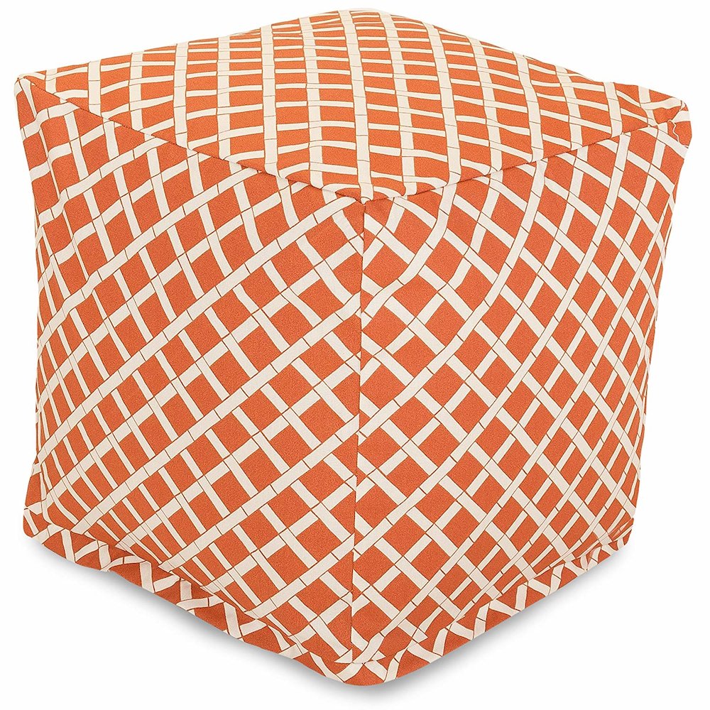 Majestic Home Goods Cube Pouf Bamboo Burnt Orange