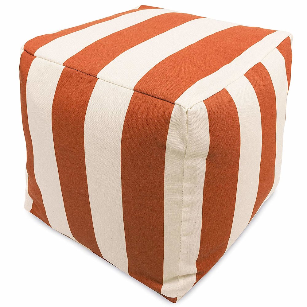 Majestic Home Goods Cube Pouf Vertical Stripe Burnt Orange