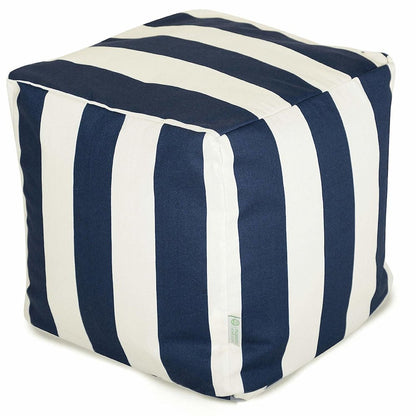 Majestic Home Goods Cube Pouf Vertical Stripe Navy