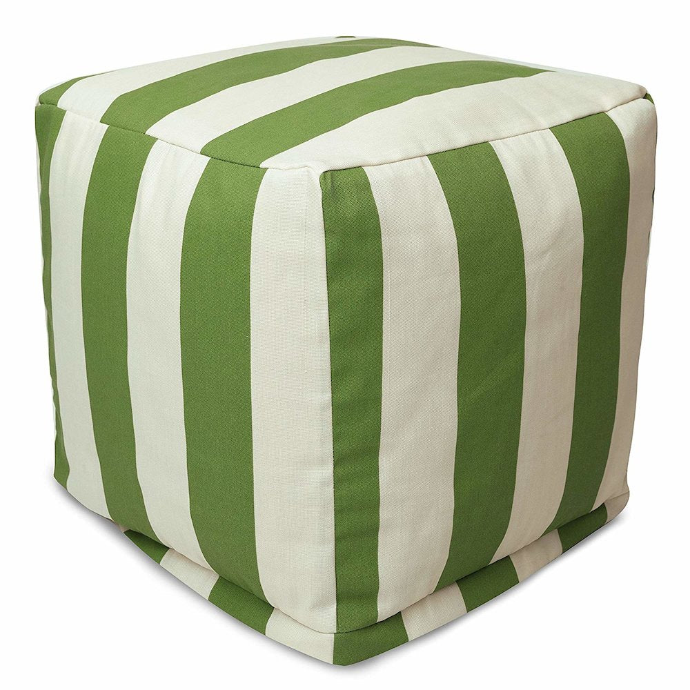 Majestic Home Goods Cube Pouf Vertical Stripe Sage