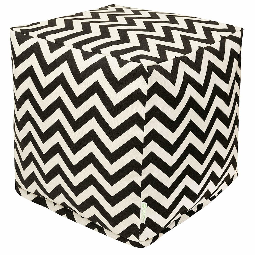 Majestic Home Goods Cube Pouf Chevron Black