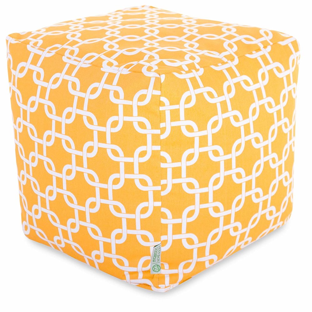 Majestic Home Goods Cube Pouf Links Yellow