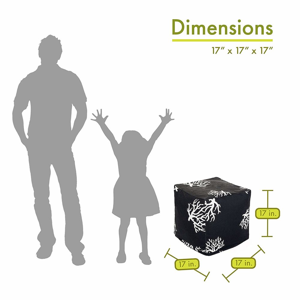 Majestic Home Goods Cube Pouf Coral Black