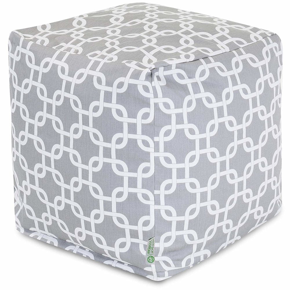 Majestic Home Goods Cube Pouf Links Gray