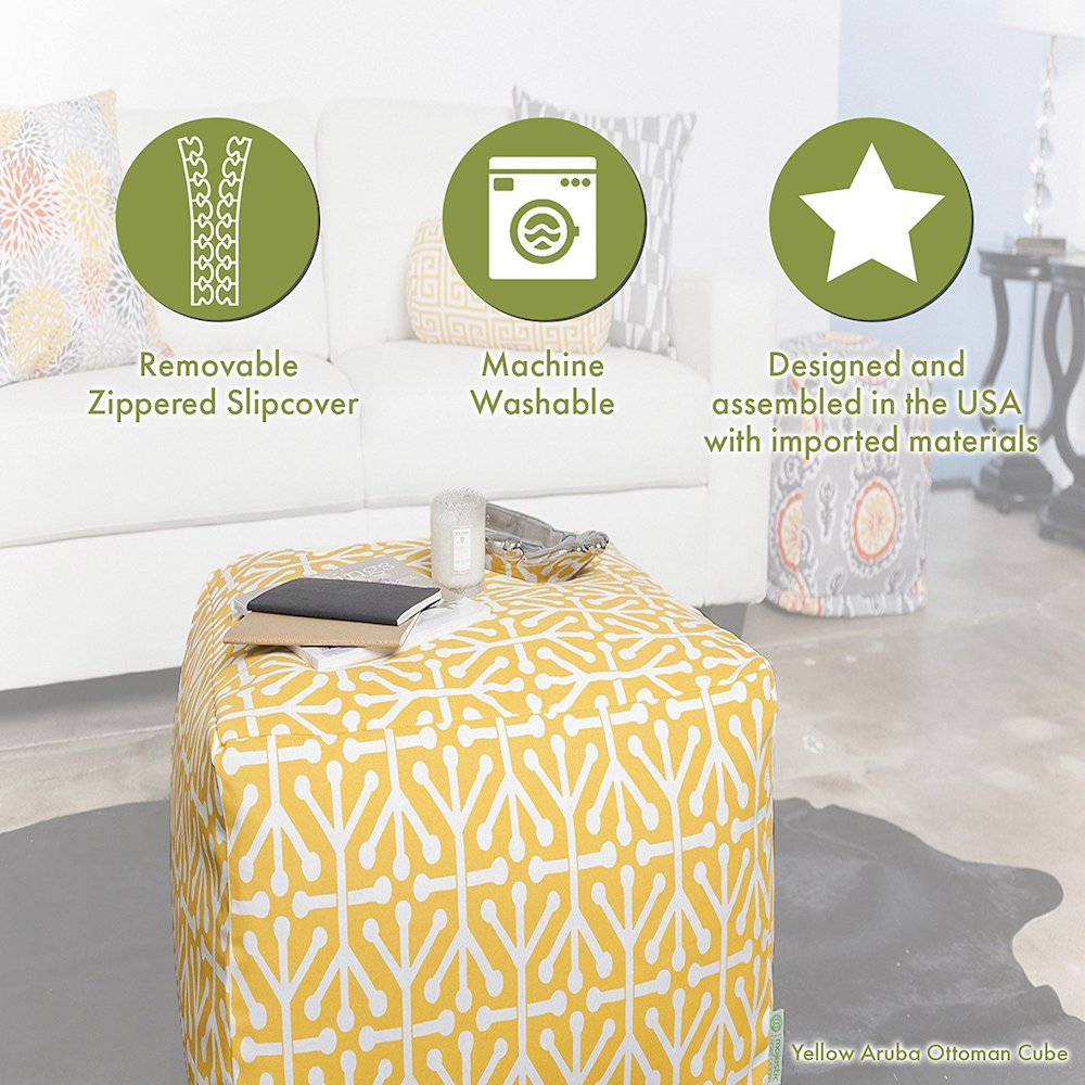 Majestic Home Goods Cube Pouf Ikat Dot Citrus