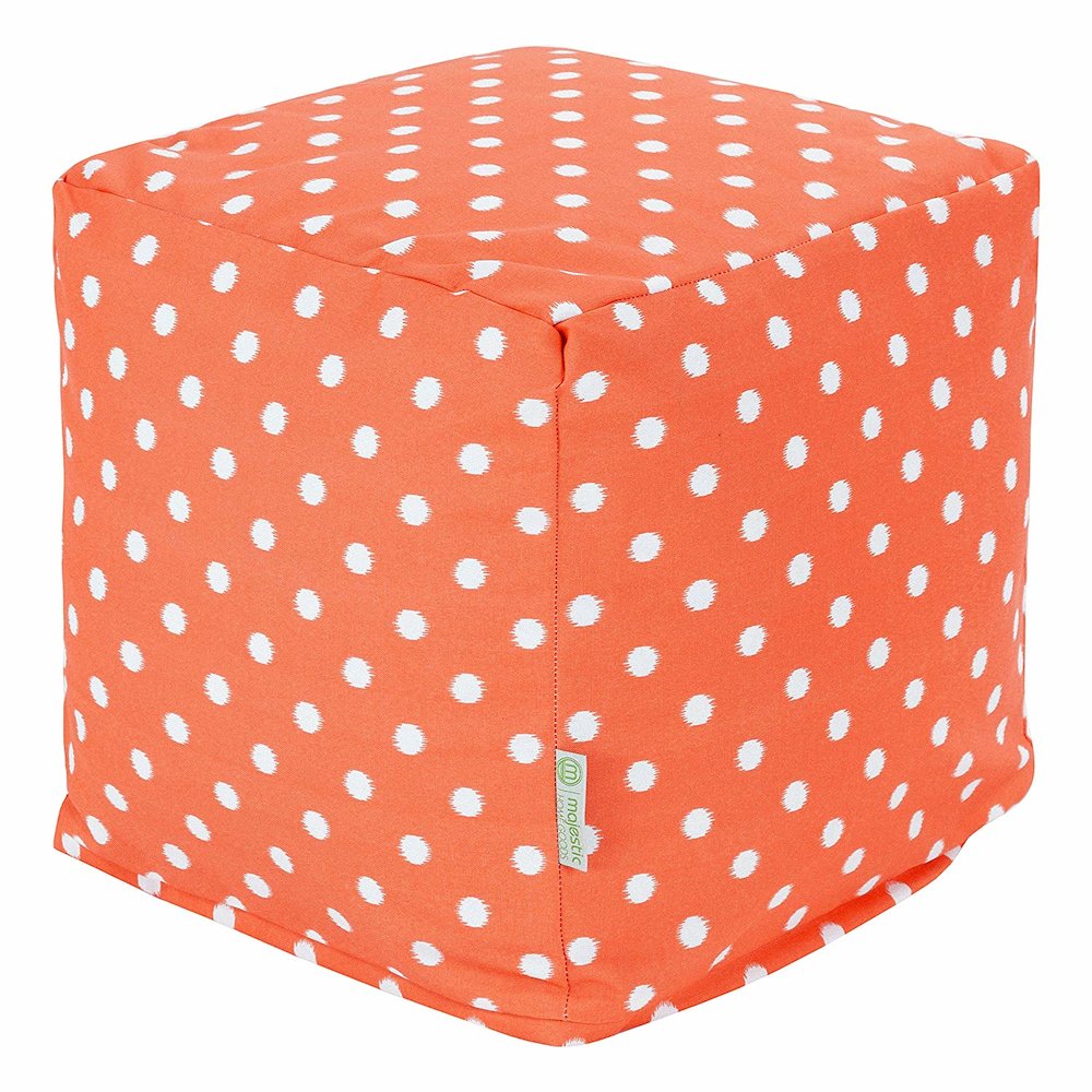 Majestic Home Goods Cube Pouf Ikat Dot Orange