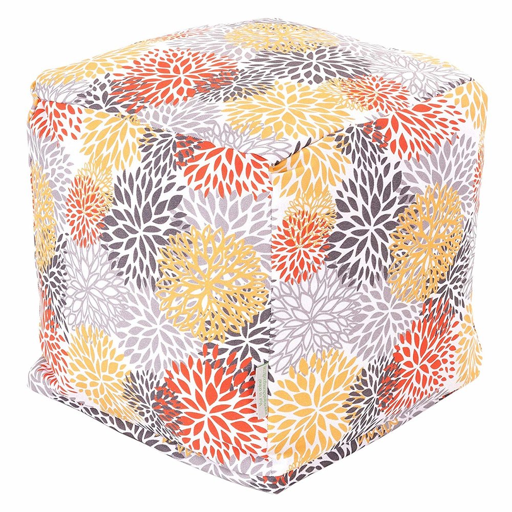 Majestic Home Goods Cube Pouf Blooms Citrus
