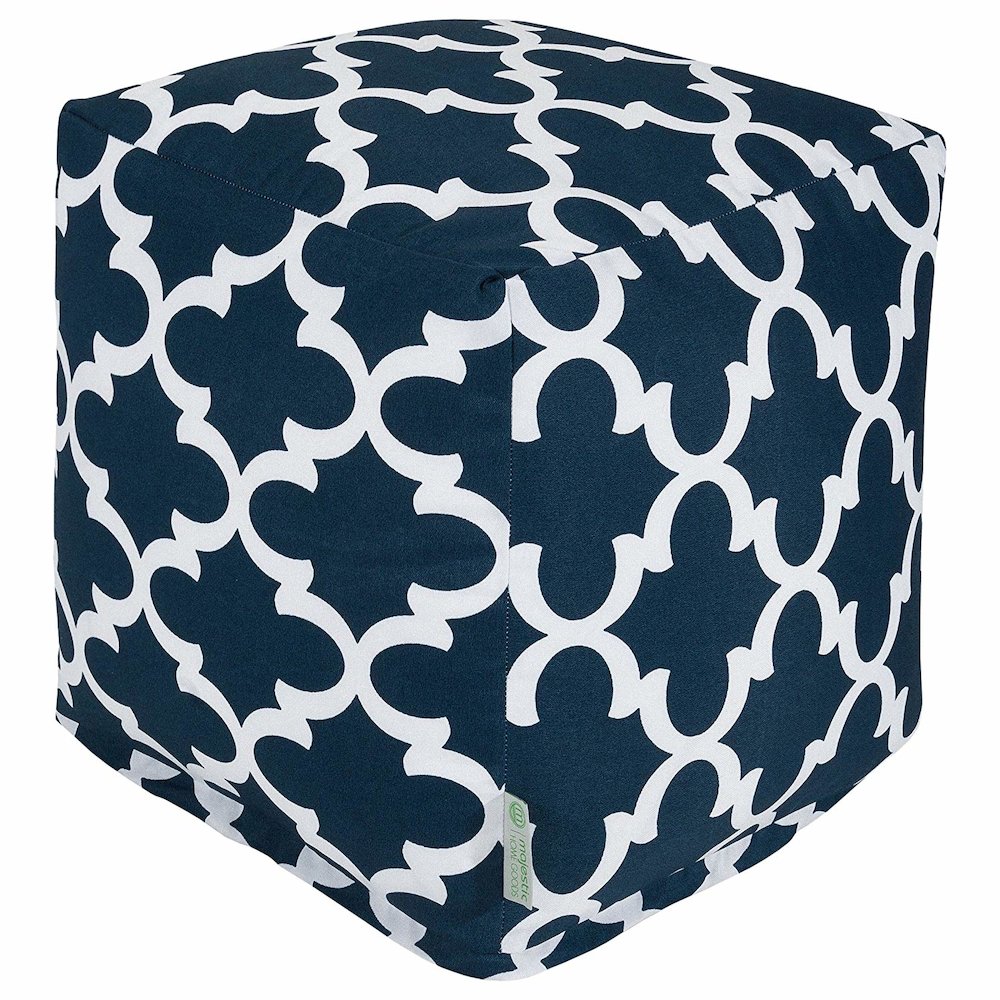Majestic Home Goods Cube Pouf Trellis Navy