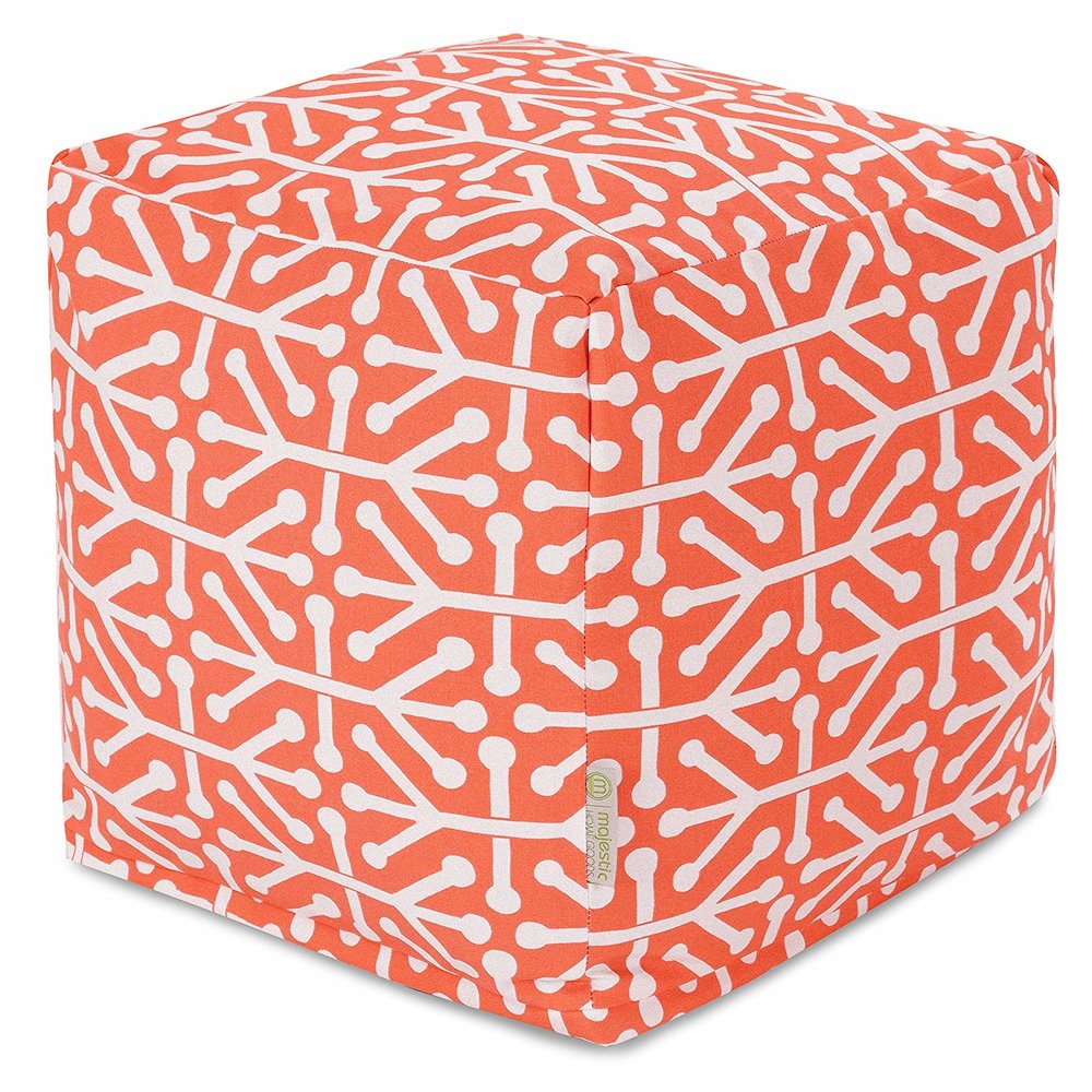 Majestic Home Goods Cube Pouf Aruba Orange