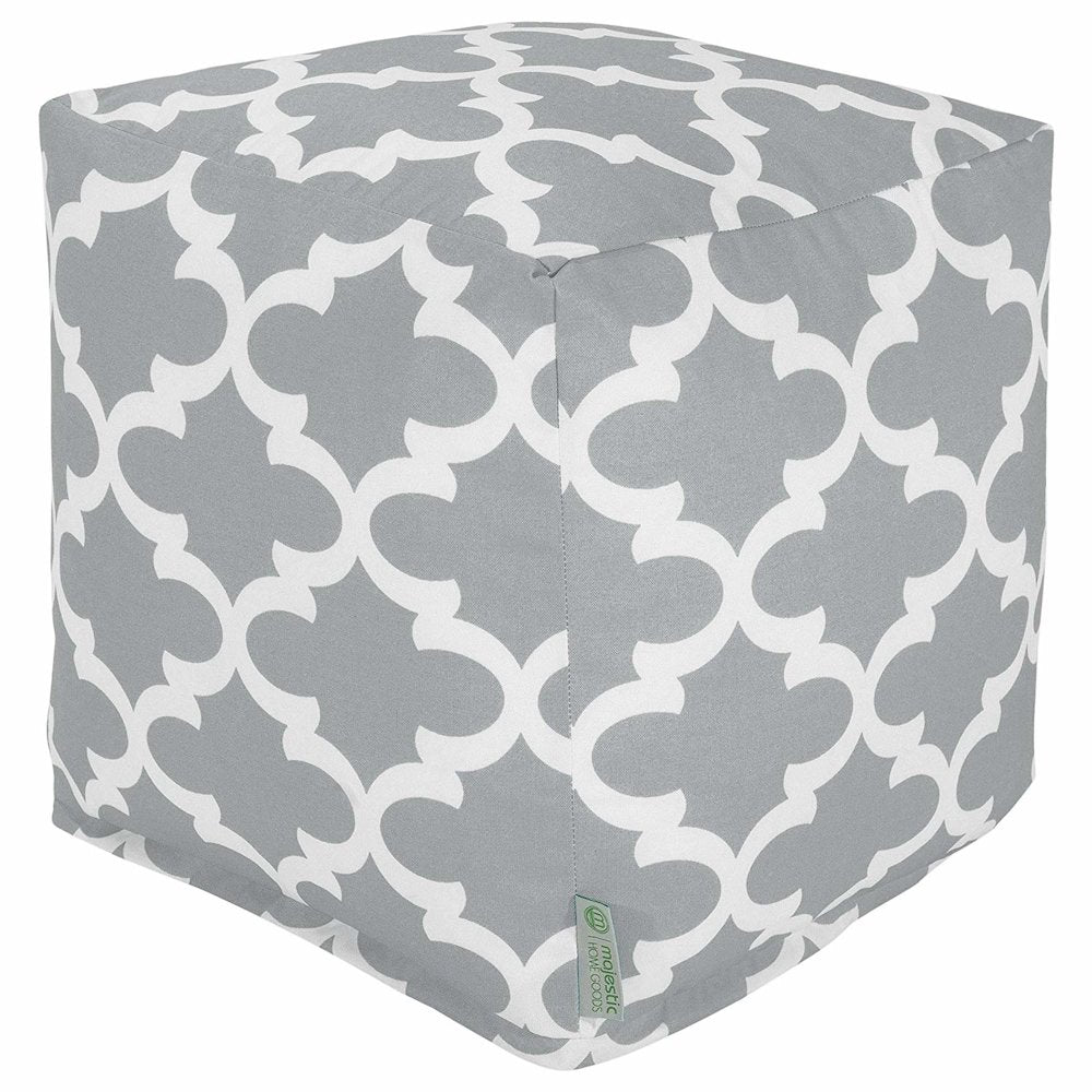 Majestic Home Goods Cube Pouf Trellis Gray