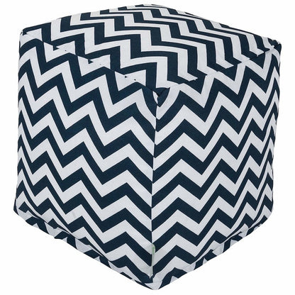 Majestic Home Goods Cube Pouf Chevron Navy
