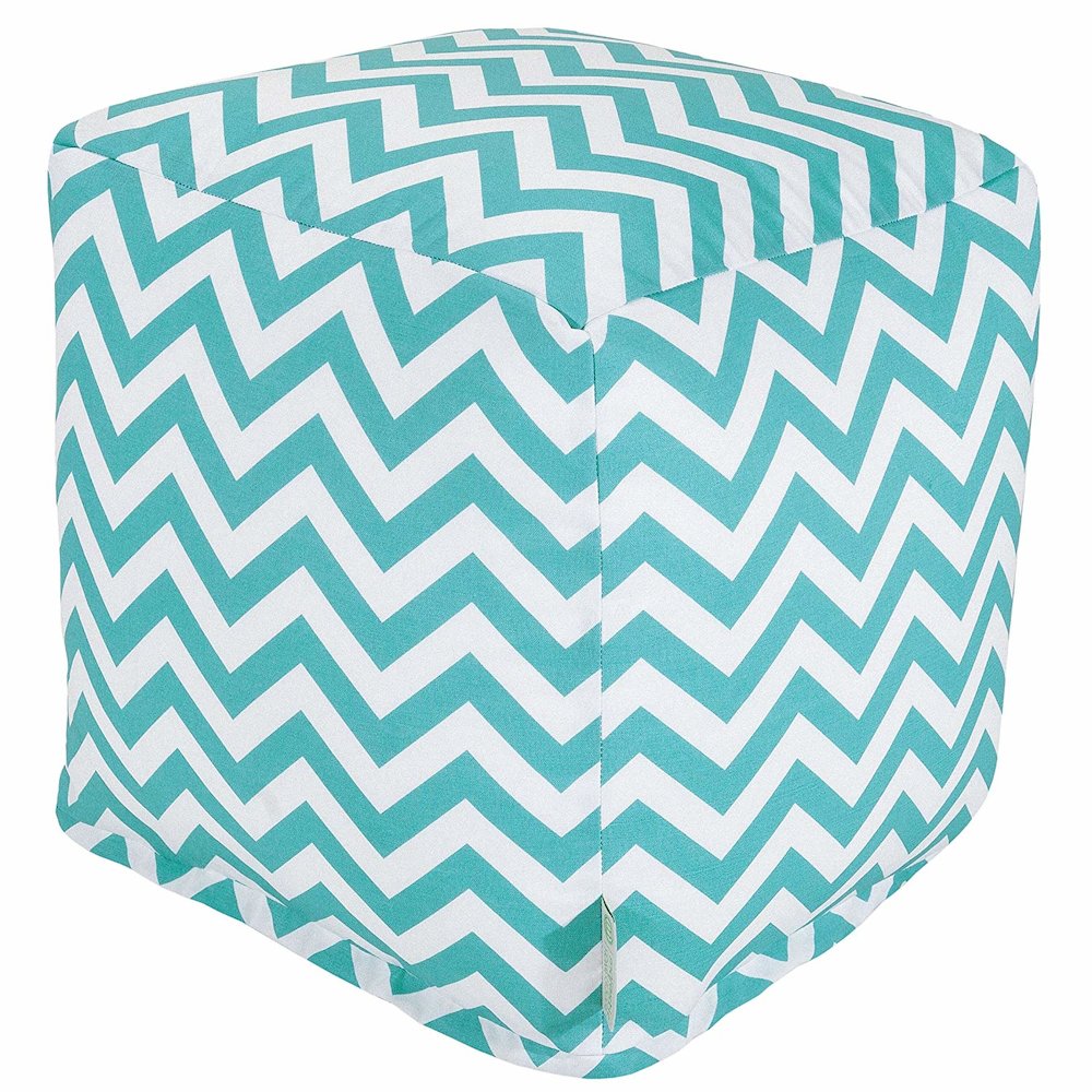 Majestic Home Goods Cube Pouf Chevron Teal
