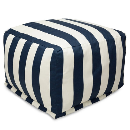 Majestic Home Goods Ottoman Pouf Vertical Stripe Navy