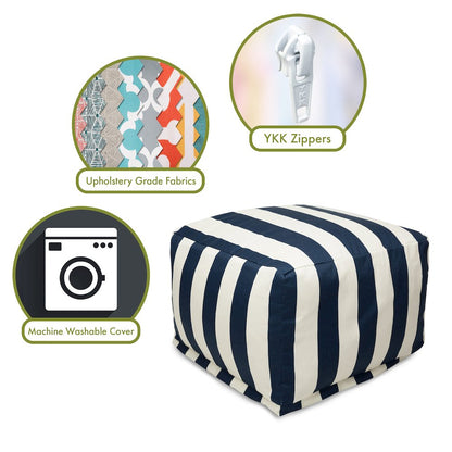 Majestic Home Goods Ottoman Pouf Vertical Stripe Navy