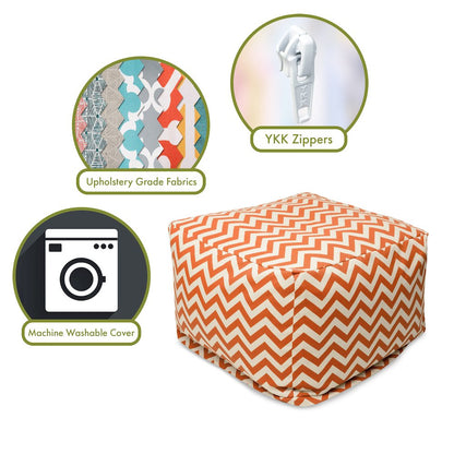 Majestic Home Goods Ottoman Pouf Chevron Burnt Orange