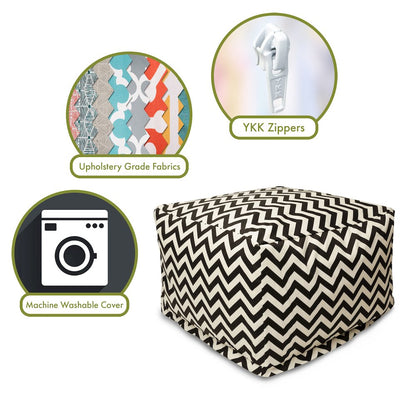 Majestic Home Goods Ottoman Pouf Chevron Black