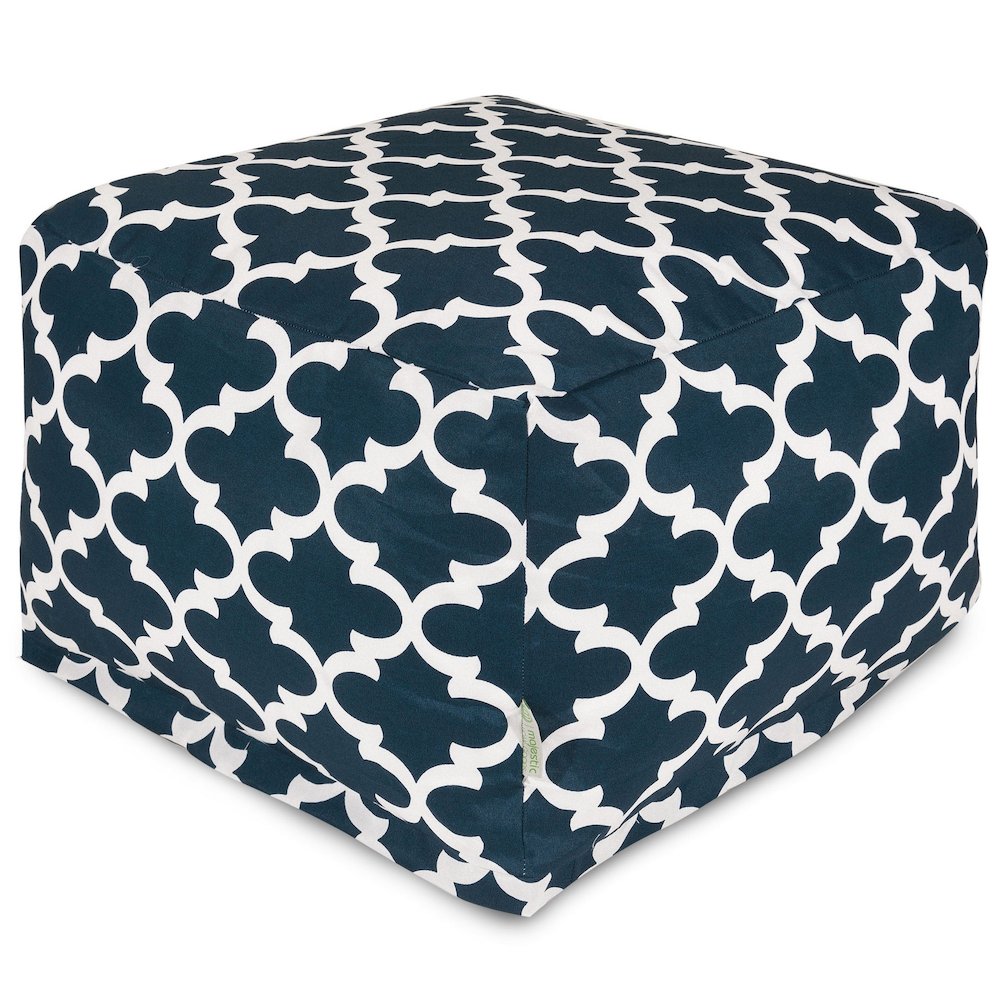Majestic Home Goods Ottoman Pouf Trellis Navy