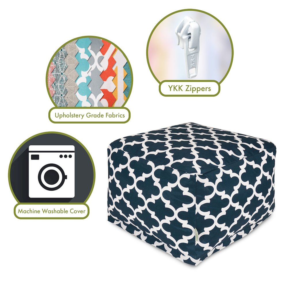 Majestic Home Goods Ottoman Pouf Trellis Navy
