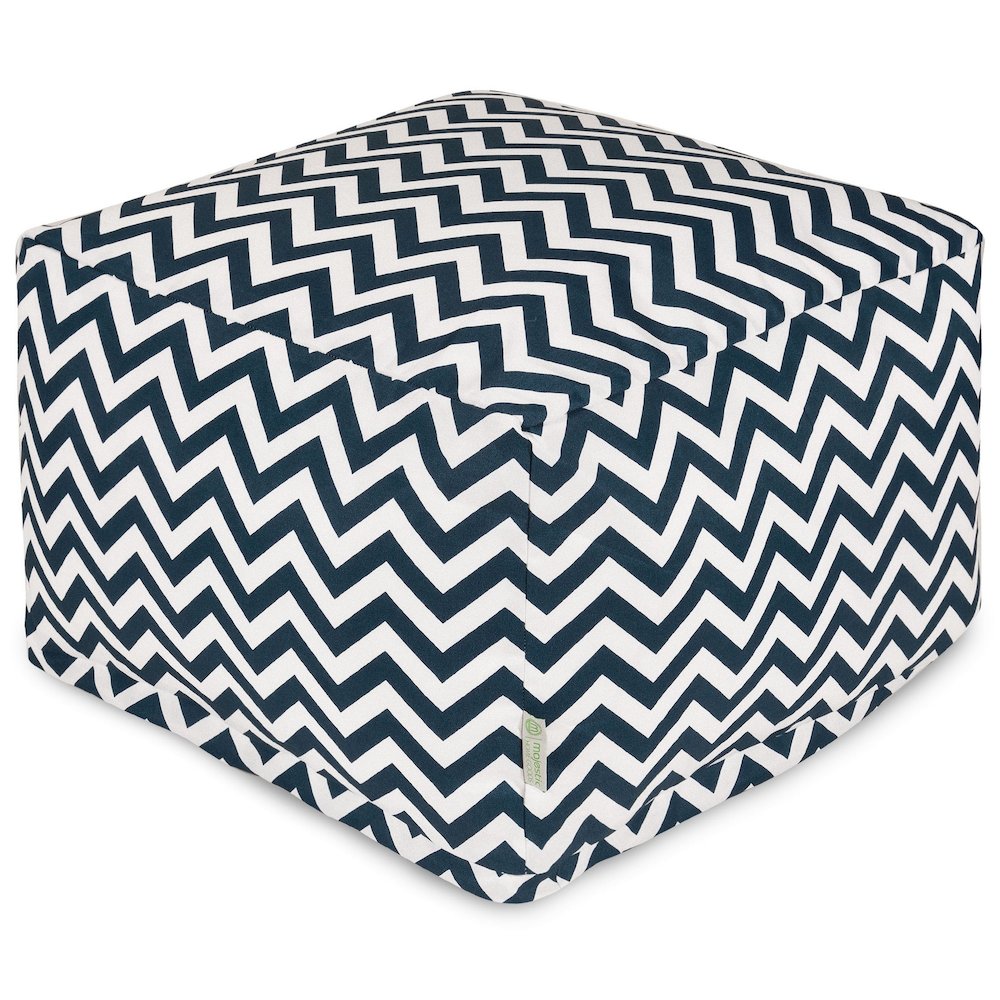 Majestic Home Goods Ottoman Pouf Chevron Navy