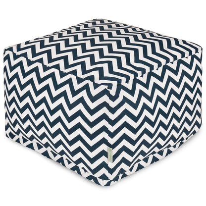 Majestic Home Goods Ottoman Pouf Chevron Navy