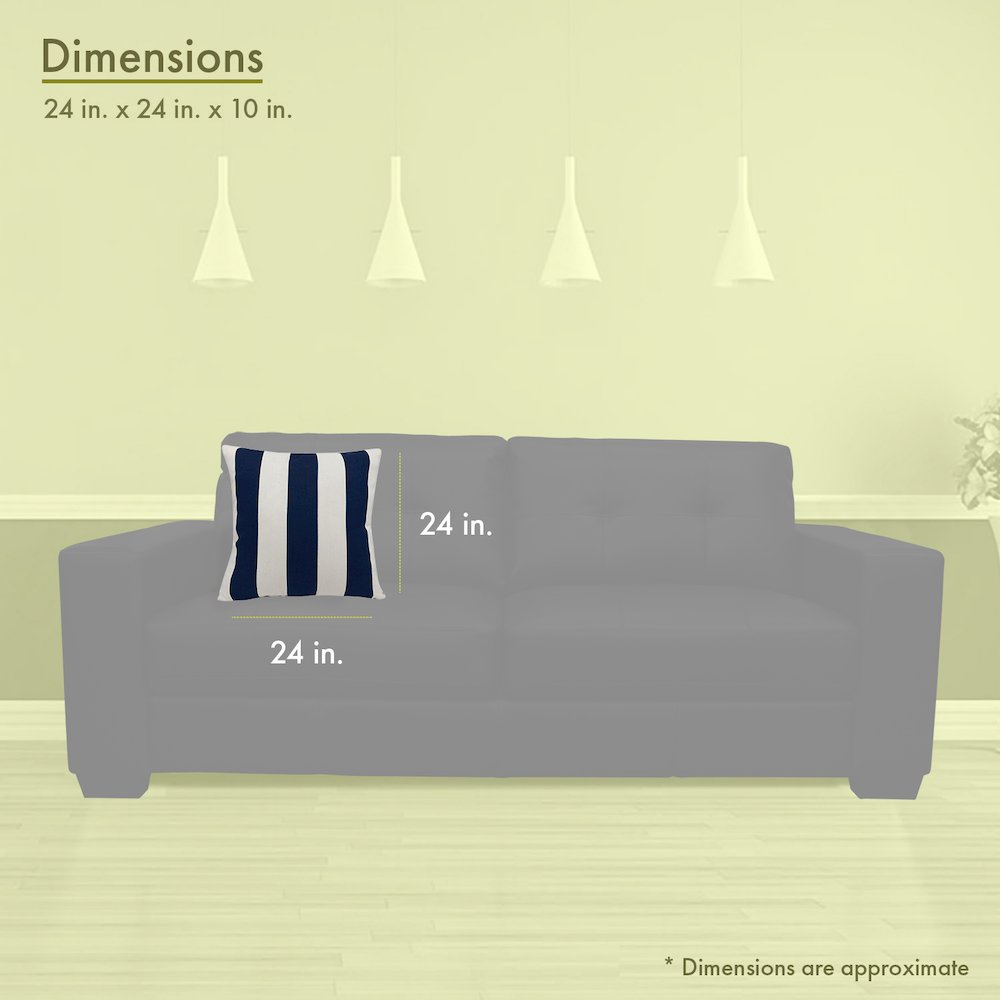 Majestic Home Goods Pillow 24x24 Vertical Stripe Navy