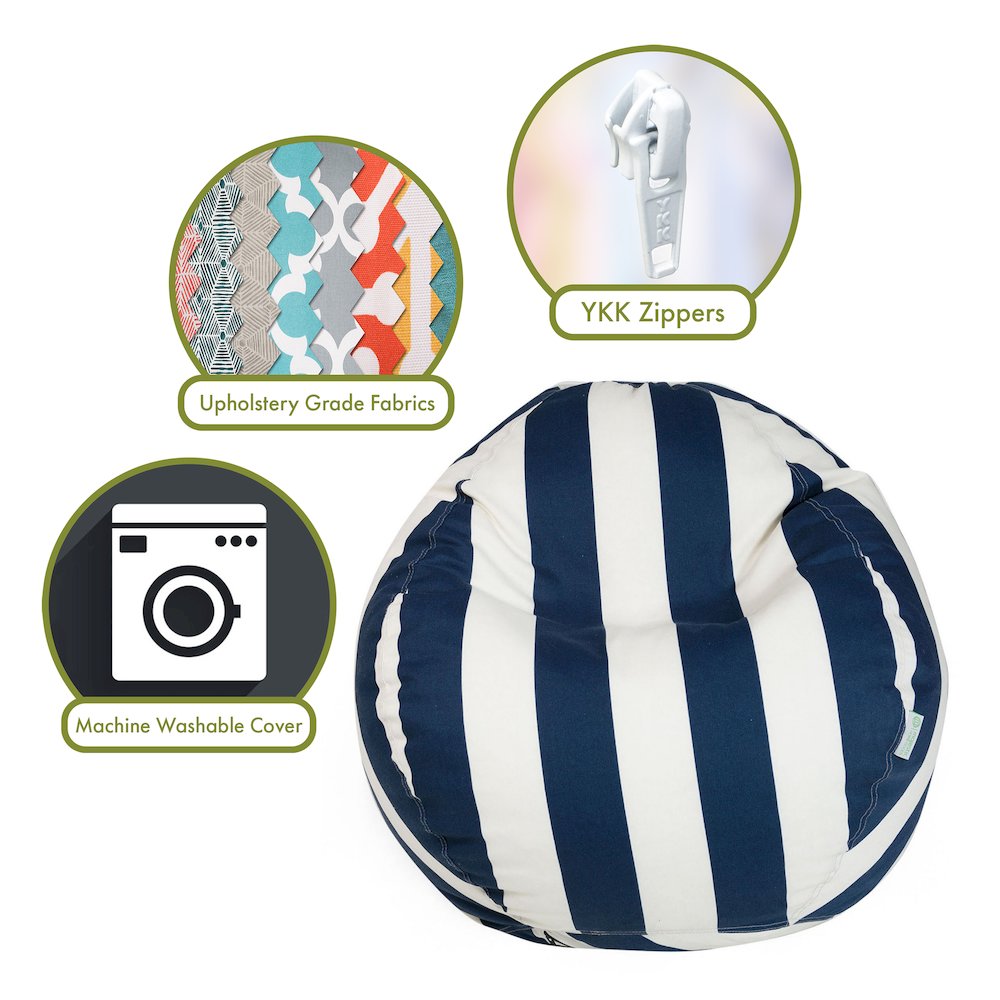 Majestic Home Goods Small Bean Bag Vertical Stripe Navy