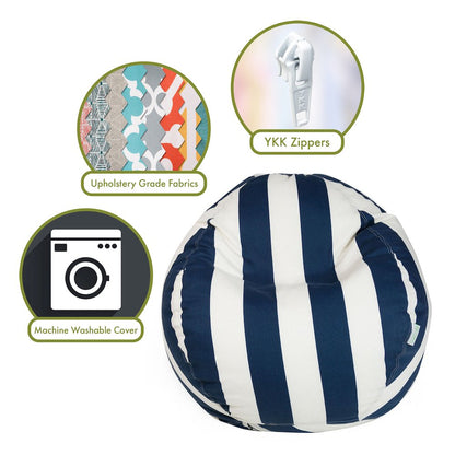 Majestic Home Goods Small Bean Bag Vertical Stripe Navy