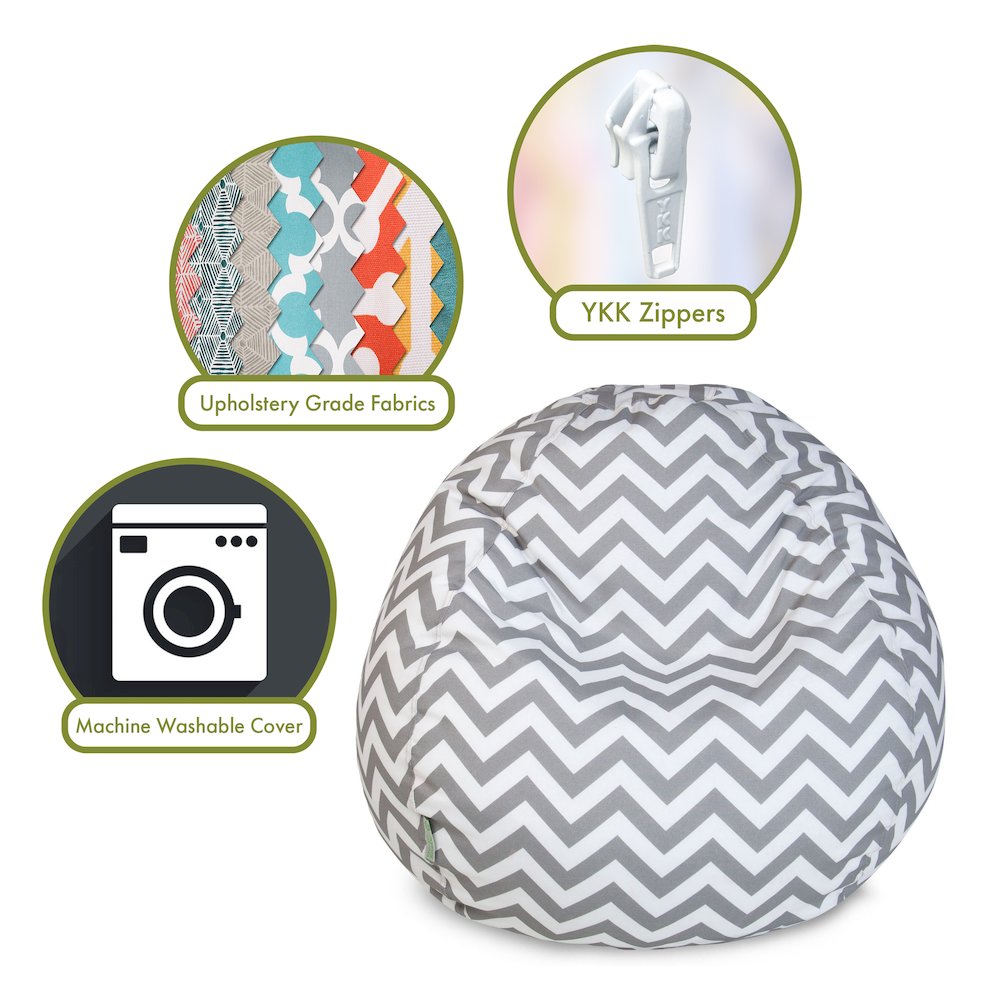 Majestic Home Goods Small Bean Bag Chevron Gray