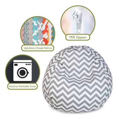 Majestic Home Goods Small Bean Bag Chevron Gray