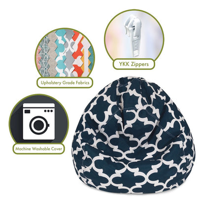 Majestic Home Goods Small Bean Bag Trellis Navy